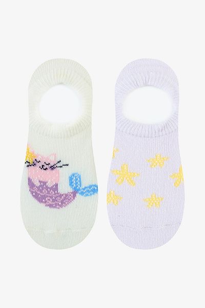 Penti Girl's Floral Mermaid 2-Piece Multicolored Ballerina Socks