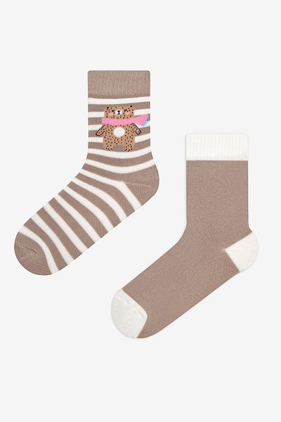 Penti Warm Fluffy Bear 2-Piece Brown Beige Socks