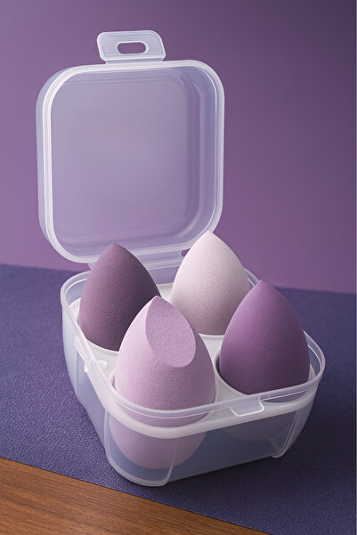 BEYZANA 4'lü Kutulu Fondöten Kapatıcı Makyaj Süngeri (Mor)