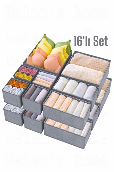 Helen's Home 16 Piece anthracite Closet anD Drawer Organizer - Clothes anD Socks Storage Box Set