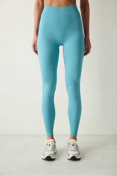 Penti Blue High Waist Seamless Ribbed Leggings
