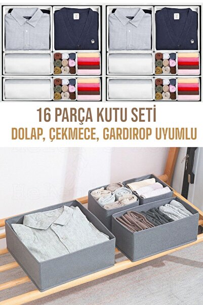 Helen's Home 16 Piece anthracite Closet anD Drawer Organizer - Clothes anD Socks Storage Box Set