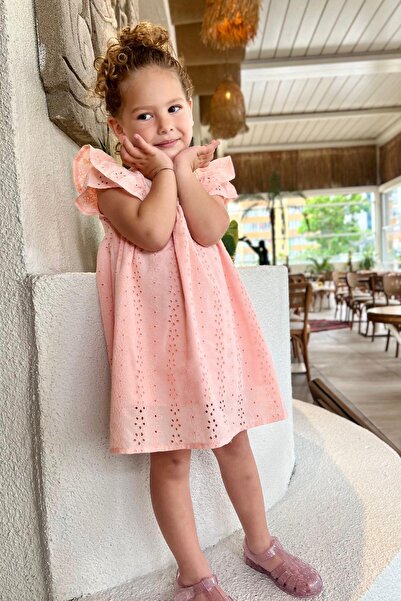 Monila Girl's Scalloped Cotton Lined Dress