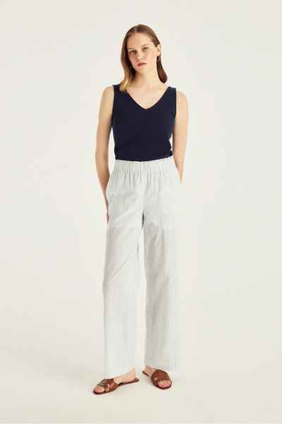 Naramaxx Beli Lastikli Çizgili Pantolon