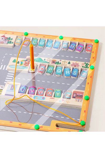 F.A.M.S Magnetic Alphabet Maze Puzzle – Educational Toy for Kids – Learn Letters with Car Parking Game