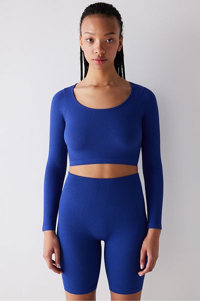 Penti Άνευ ραφής χωρίς ραφή με ραβδώσεις Active Saks Blue Top