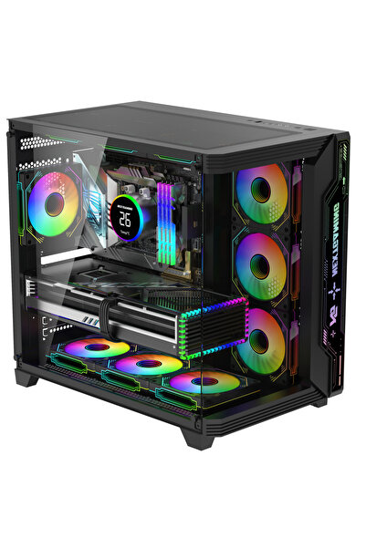 Next Gaming Sirius Black ARGB Panel 7x Fan Kumanda ve Kontrolcü ATX Boş Bilgisayar Kasası Siyah