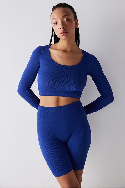 Penti Άνευ ραφής χωρίς ραφή με ραβδώσεις Active Saks Blue Top