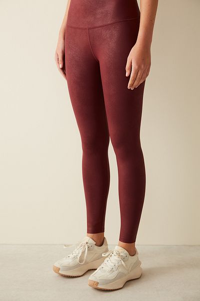 Penti Claret Red Miracle Pop Up Leather Look Ankle Length Leggings