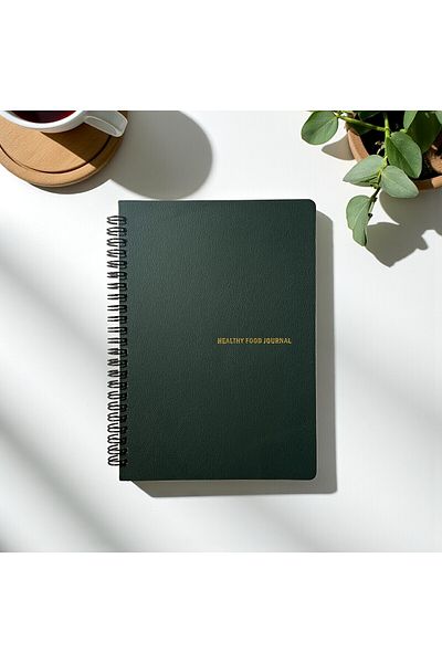Fark Tanıtım Healthy Food Journal - A5 Spiral Healthy Eating and Weight Tracking Notebook, Weekly and Daily Plan