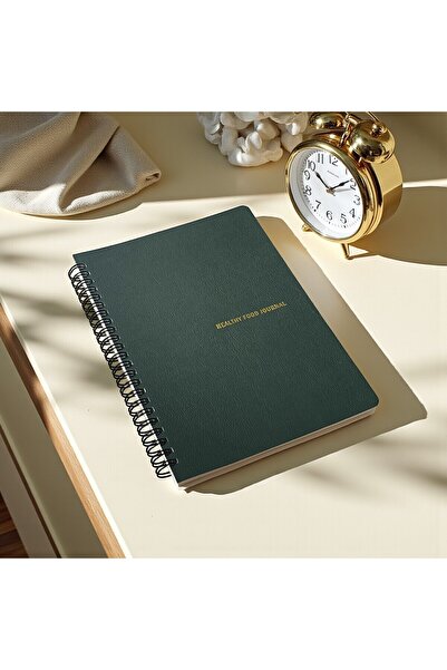 Fark Tanıtım Healthy Food Journal - A5 Spiral Healthy Eating and Weight Tracking Notebook, Weekly and Daily Plan