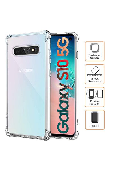 Gekko Mobile » Husă anti-șoc pentru Samsung Galaxy S10 5G - Silicon, Protecție anti-cădere la colțuri, Transparentă