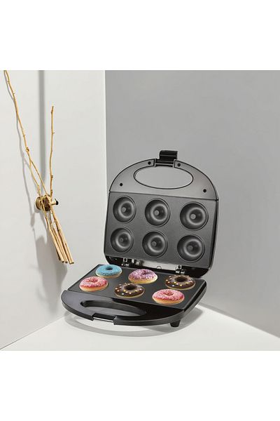 Bogadini Mini Donut Maker – 6 Molds, 750W, Non-Stick Stainless Steel,