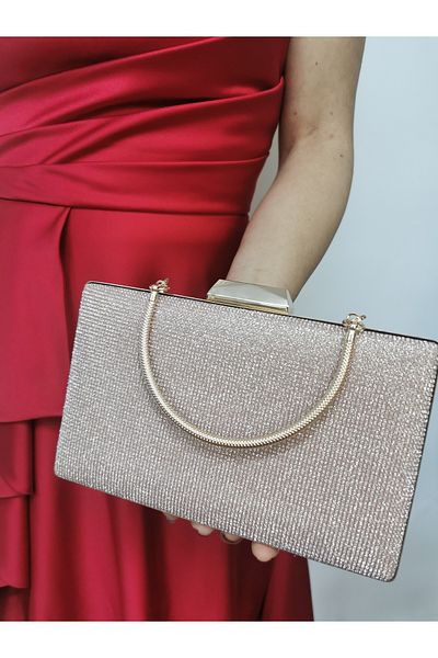 NAZART Rochie de seară Big Stone Powder pentru femei, portofoliu, curea cu lanț, geantă de umăr de logodnă de nuntă de mână