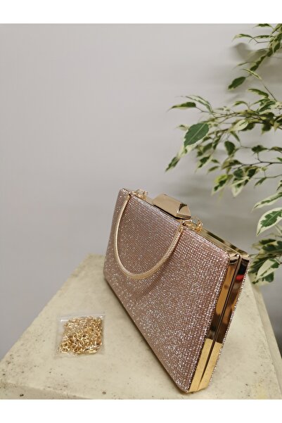 NAZART Women's Big Jewelled Powder Evening Dress Clutch Portfolio Chain Strap Handheld Wedding Engagement Night Shoulder Bag