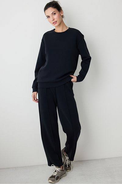 Penti Black Crew Neck Loose Fit Modal Sweatshirt