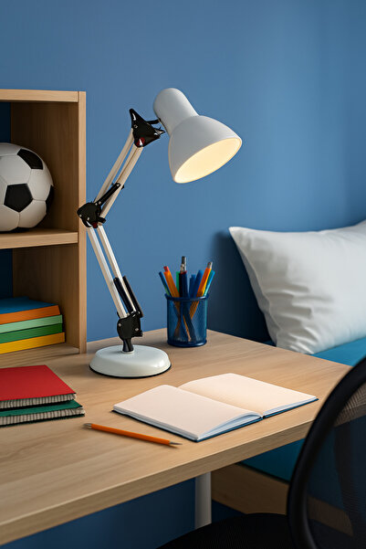 Bozyaka Aydınlatma 2810 Dekoratif Çalışma Lambası Mafsallı Beyaz Iç Mekan