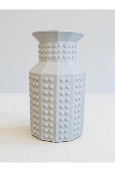 Genel Markalar Blok Çiçek Buketi Uyumlu Dekoratif Beyaz Vazo, Modern Tasarım ...