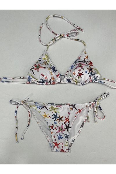 hazelin Set de bikini triunghiular cu șnur pentru femei, cu tematică stea albă HZL25S-LC5005