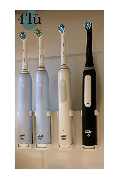 Biparca Store 4 Bölmeli Duvara Monte Şarjlı Diş Fırçası Tutucu, 4'li Diş Fırç...