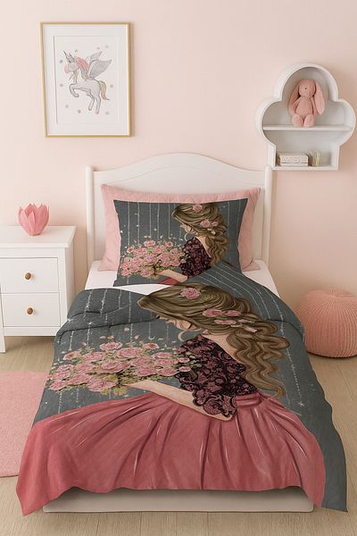 Bebişim Halı Princess Fairy Patterned Single Pique Background Curtain