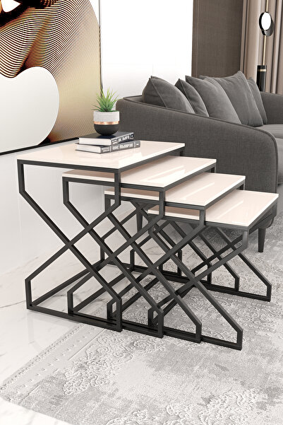 Dekoport Ela 4lü Zigon Sehpa Yan Sehpa MDF Membran