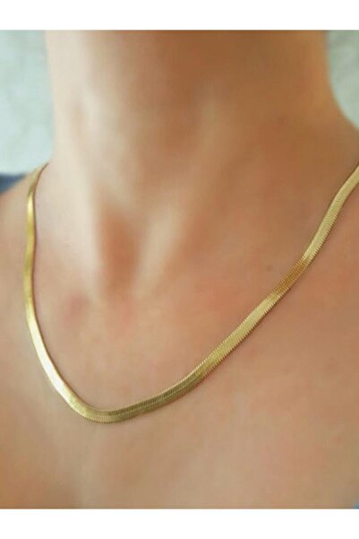 KANERUZ قلادة إيطالية ذهبية اللون 4 ملم سلسلة فولاذية 45 سم