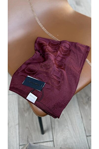 Imannoor Checkerboard Pattern Naia Cotton Shawl Claret Red