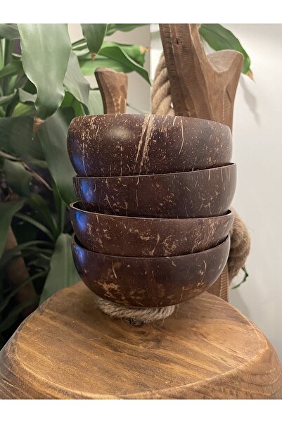 Coconut Products 4 Coconut Bowls and Bowl Saucers - Bowl Bowl - Coconut Bowl