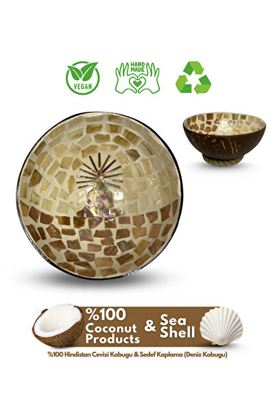 Coconut Products Yoga Design Sedef Kaplama Hindistan Cevizi Kase & Hasır Kase...