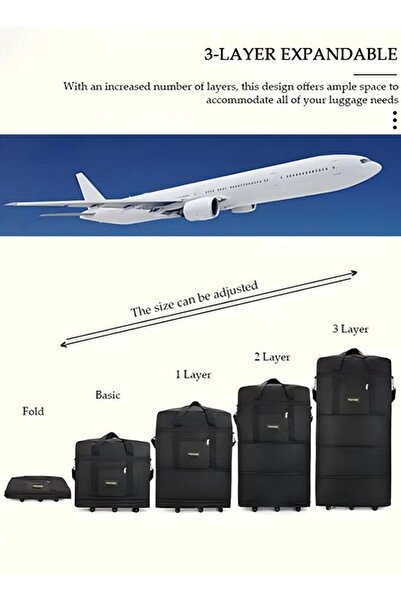 Generic Foldable Rolling Duffel Bag, Expandable Carry-On Trolley Bag, Waterproof And Lightweight