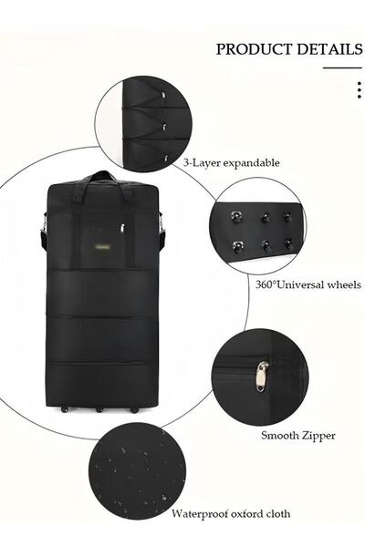 Generic Foldable Rolling Duffel Bag, Expandable Carry-On Trolley Bag, Waterproof And Lightweight