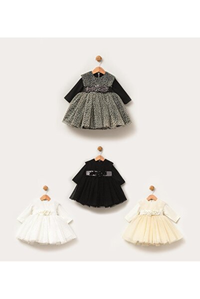 Babydola Patterned Tulle Baby Girl's Evening Dress Holiday Dress 13892