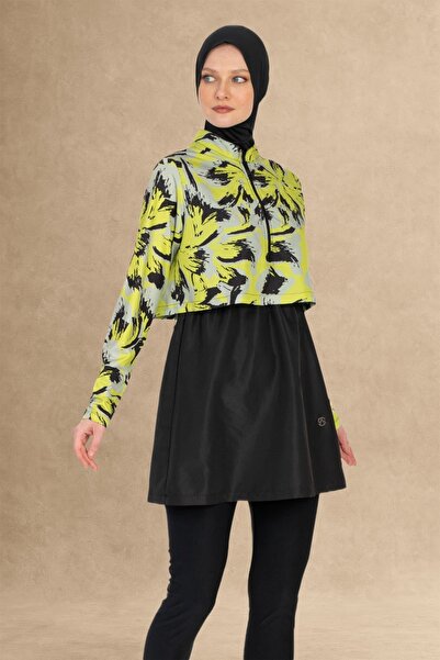 InStyle Μαύρο μαγιό Hijab με αφηρημένο σχέδιο 4 τεμαχίων