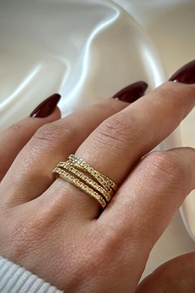 Leo'Stone خاتم نسائي من الفولاذ المقاوم للصدأ قابل للتعديل بتصميم نصف لفة من ...