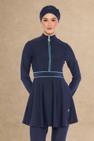 InStyle 6186A Costum de baie Hijab cu fermoar închis, albastru închis