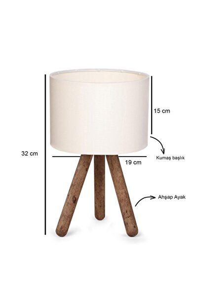 HOMİNG Cream Colored Design Wooden Cylinder Head Lampshade - Ayd-2939