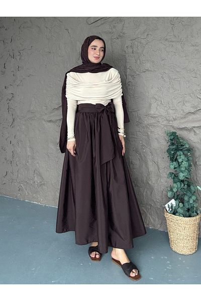 She Olive Bow Tie Hijab Skirt