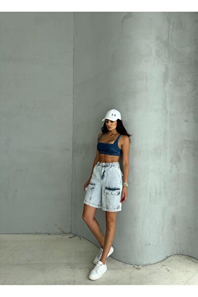 XBELLA DENİM Kadın Kargo cepli bermuda kot şort