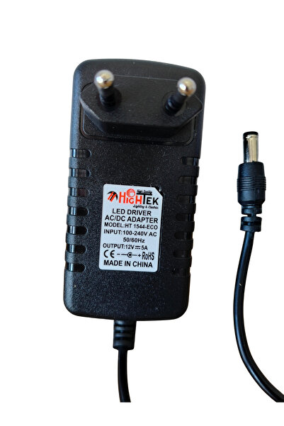 Hightek 12 Volt 5 Amper Adaptör - 12v 5a Priz Tipi Adaptör Led Kamera Çeşitli Cihazlar 5,5*2,5 Jack