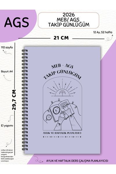 Else Craft 2026 MEB / AGS Sınav Takip Günlüğüm - Lila- Aylık - Haftalık Ders ...
