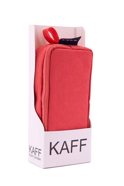 KAFF 01105 New Season Crinkle Fabric, lavabil, cu compartiment dublu, suport pentru creion, trusa pentru creion - Coral