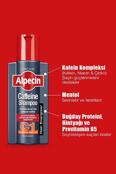 ALPECİN C1 - Kafeinli Dökülme Karşıtı Şampuan X2