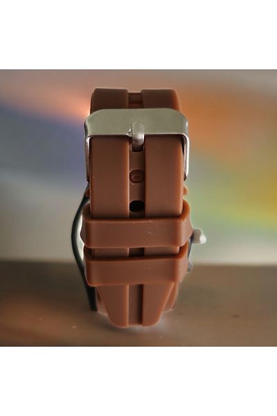 OEM Casual Men's Watch, Brown Silicone Strap, Analog Display, Quartz Mechanism