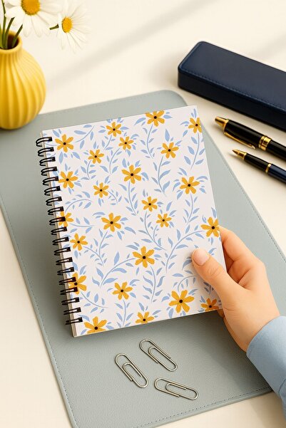 Eldesen Tasarım Set of 2 Dotted Notebooks, A5 Size 50 Sheets 100 Pages Set of 2, Daisy