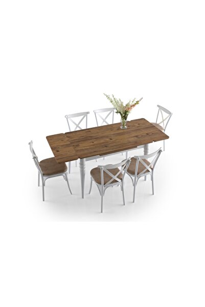 ModernEvveOfis Büyüyen Mutfak Masası Yanlardan Açılır 70x110+60 Topkapı (Ahşap) Ayaklı