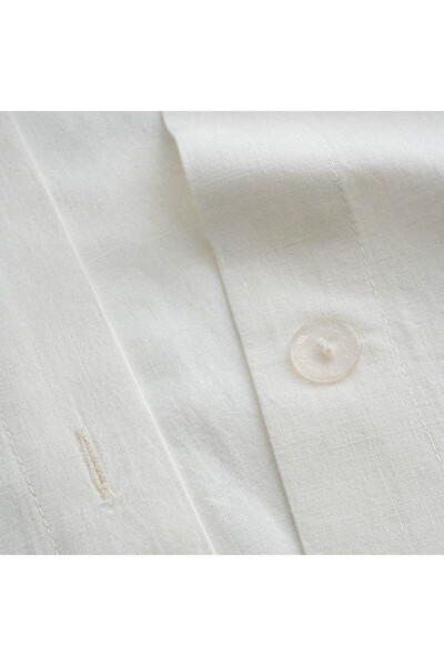 Ecocotton Lilya King Size Duvet Cover Set 100% Organic Cotton Linen Hand Embroidered Cream 240x220 Cm