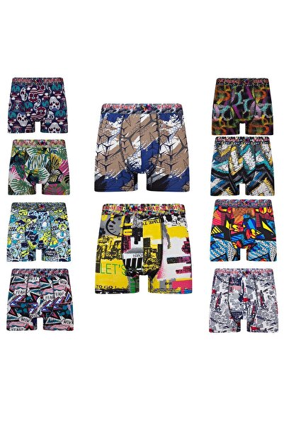 starsolmaz Ανδρικό μπόξερ 10 τεμαχίων από βαμβακερό Lycra με πλήρες σχέδιο