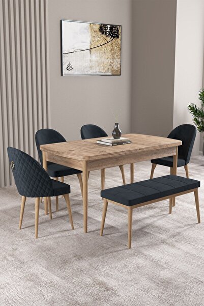 asaella mobilya Milas Atlantik Çam 80x132 Mdf Açılabilir Mutfak Masası Takımı...