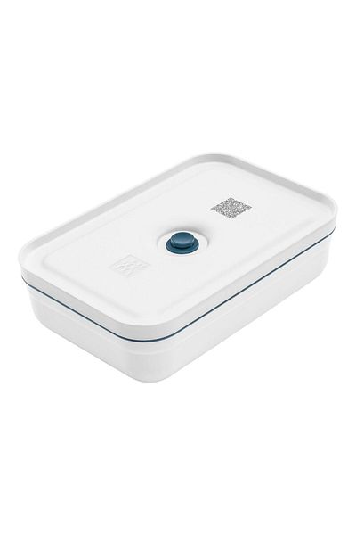 ZWILLING Fresh & Save Vacuum Food Transport Container L Flat Plastic White-Mediterranean Blue